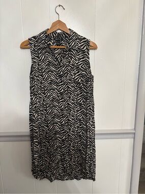Sleeveless Zebra-Print Mini Dress - Black and White